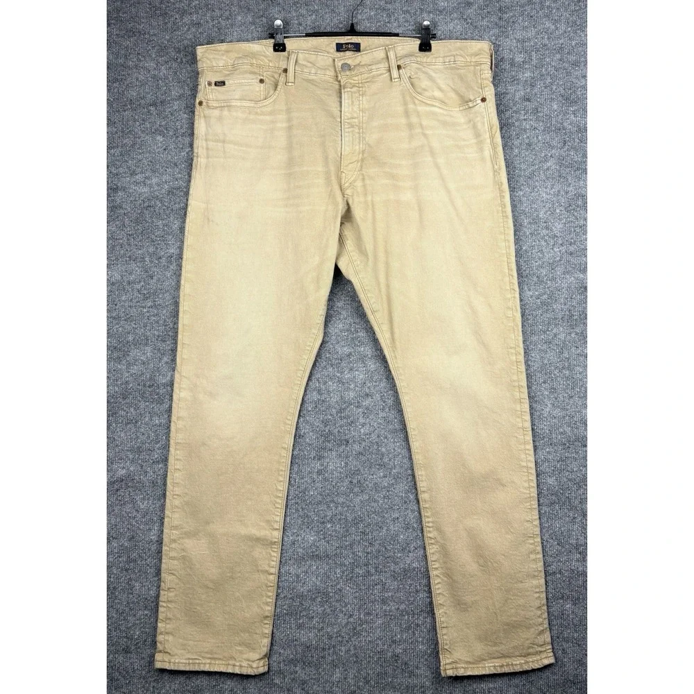 Polo Ralph Lauren Jeans Mens 40x32 Hampton Relaxed Straight Khaki Denim